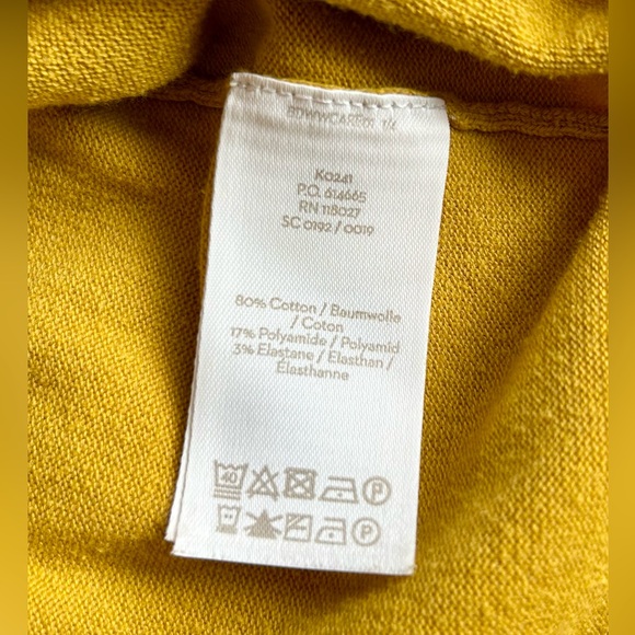 Boden Yellow with White Trim Cotton Blend V-Neck Long Sleeve Sweater Size Small - Picture 10 of 11